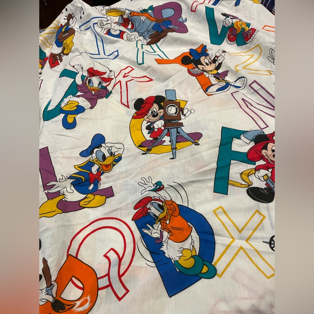 Vintage Mickey and Friends ABC's Alphabet full size fitted sheet and pillowcase